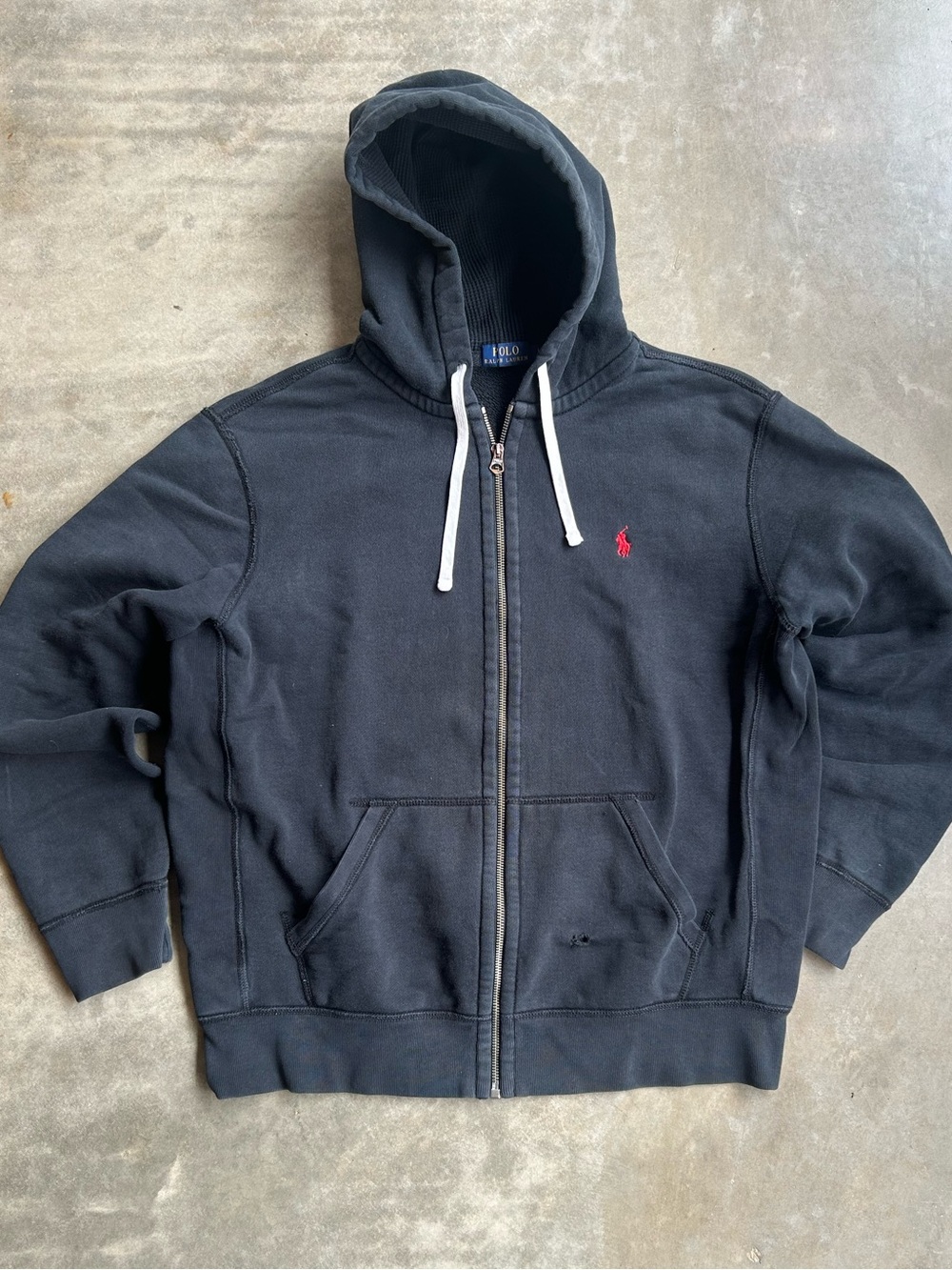Polo by Ralph Lauren Distressed Hooded Zip Jacket with Red Pony